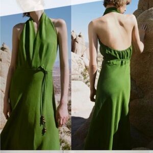 Zara Vibrant Green Backless Dress